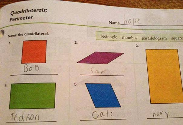 funny kid math test answers