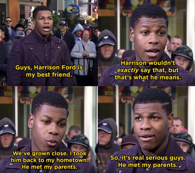 When he was just so happy that he became BFFs with Harrison Ford: