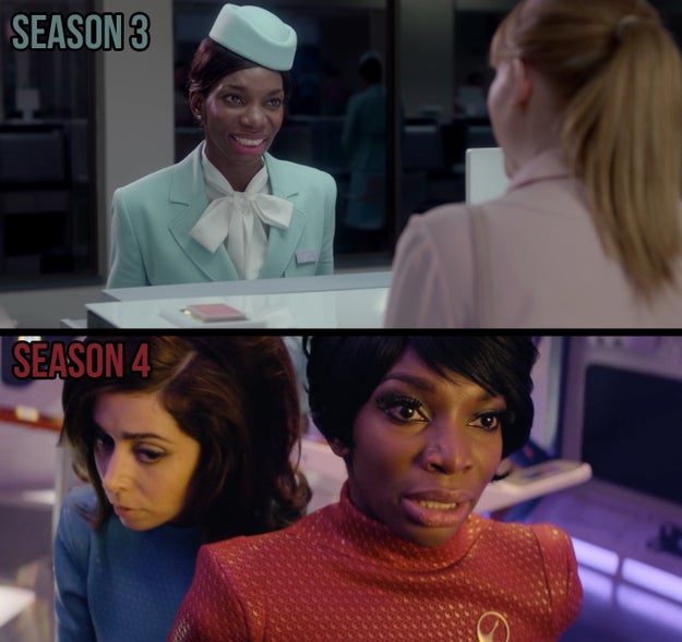 Michaela Coel who starred in "USS Callister" as Shania, also played the airport stewardess in Season 3