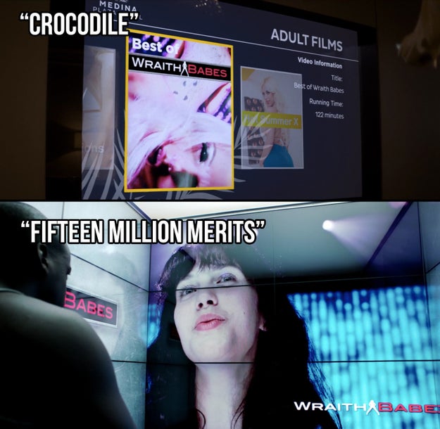 The 18+ video Mia puts on her hotel television in "Crocodile" is by "Wraith Babes," the same adult film company seen in Season 1