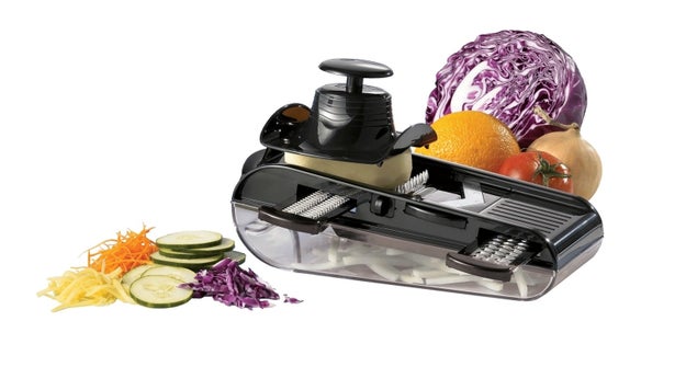 This all-in-one mandoline slicer with four different blades that can do it all.