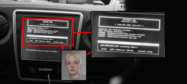 When Clarke begins to enter the ignition code, text pops up that reads 