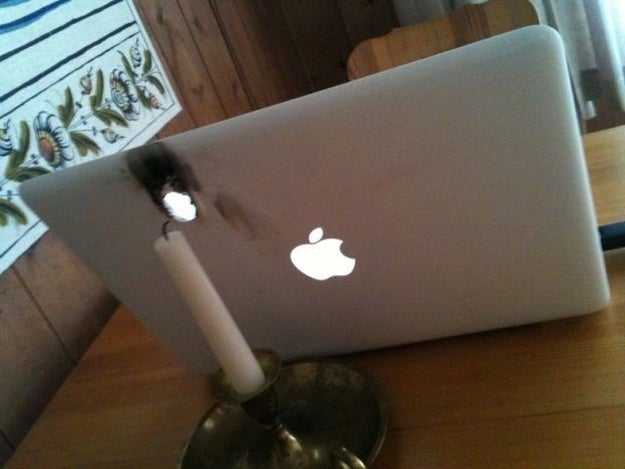 This probably wasn't a smart place to put that candle: