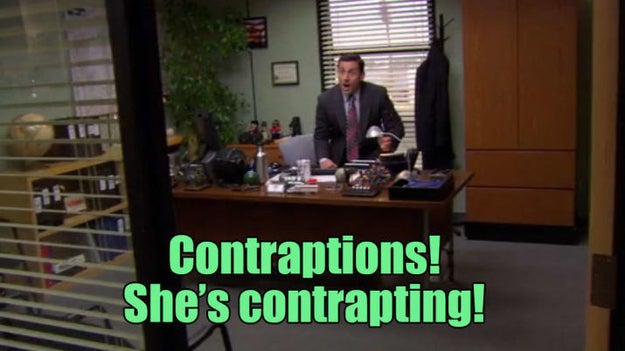 When he got a little too excited during Pam's contractions: