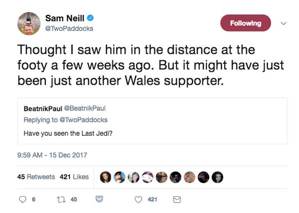 Sam Neill Is So hilarious and Wholesome On Twitter, He will Genuinely Soothe Your Soul