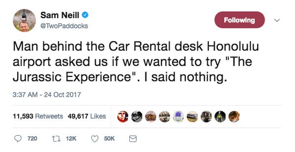 Sam Neill Is So hilarious and Wholesome On Twitter, He will Genuinely Soothe Your Soul