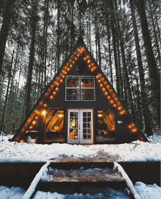 And finally, for another gorgeous A-frame cabin option, there's the Tye Haus in Washington state, for $170/night.