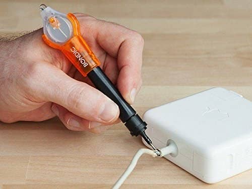 This stuff is a liquid plastic that only hardens when you need it to, meaning it stays liquid and won’t dry out like crazy glues. Clean, fill, cure, and shape it in seconds to fix almost anything. OK to use on plastic, wood, metal, and fabric. Includes Bondic 4gram tube of liquid plastic with applicator. Promising review: "BONDIC met all my expectations and more. I broke my glasses — actually when I took them off, the frame broke in the middle. No way to repair. Then, I searched online and stumbled into this product. Yes, I ordered new frames and lenses, but in the mean time, I had to have my glasses. I cannot drive or do much else without them. I paid the next-day shipping charges and mended my glasses. They held up for the nearly 3 weeks until I got my new pair. I recommend that anyone who wears glasses or has children who wear corrective lenses keep BONDIC on hand.It will save your sanity and your pocket book. Would i buy it again?You bet your booties I would." —Kindle CustomerGet it from Amazon for $21.99.