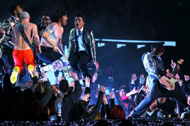Feb 2, 2014 — Red Hot Chili Peppers and Bruno Mars at the Super Bowl XLVIII in East Rutherford, New Jersey