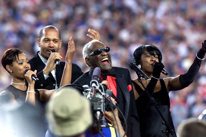 Jan. 28, 2001 — Ray Charles at Super Bowl XXXV in Tampa