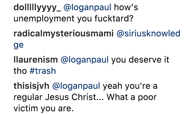 "What a poor victim you are," one person said.