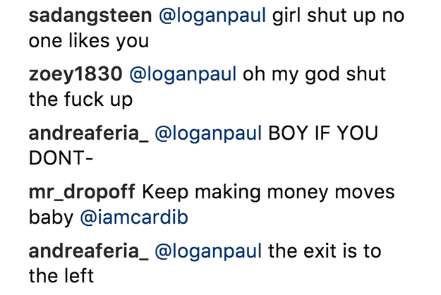 The responses came in like a tidal wave. "Girl, shut up," one person wrote to Paul. "The exit is to the left," another chimed in.