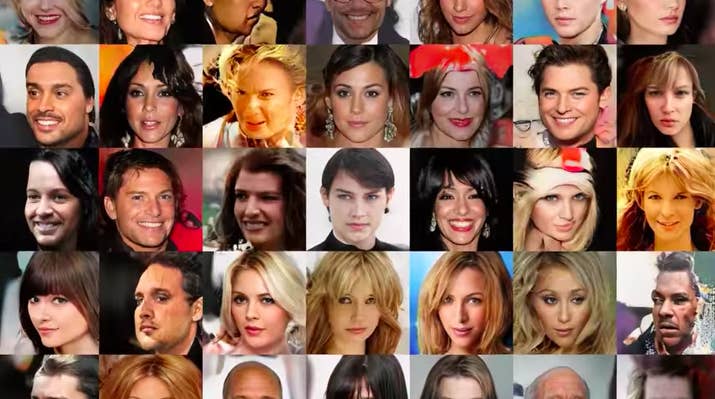 Imagens de celebridades falsas criadas por Generative Adversarial Networks, ou GANs (Redes Adversárias Gerativas, em tradução livre).