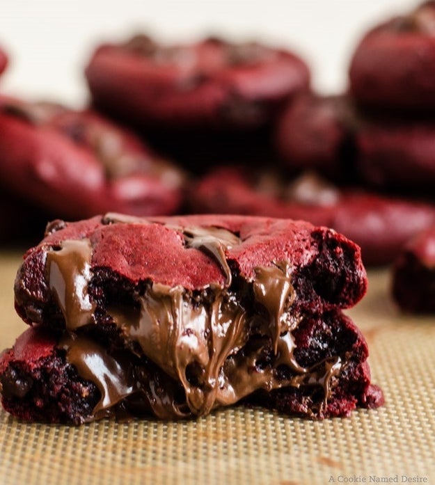 Red Velvet Nutella Stuffed Cookies