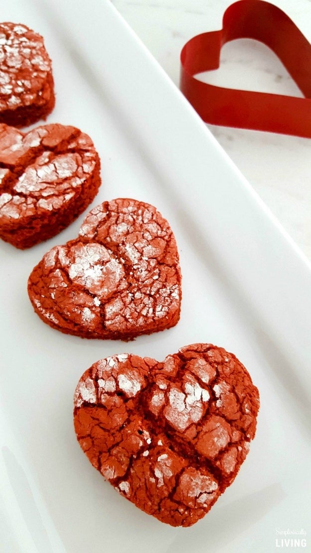 Red Velvet Heart Crinkle Cookies