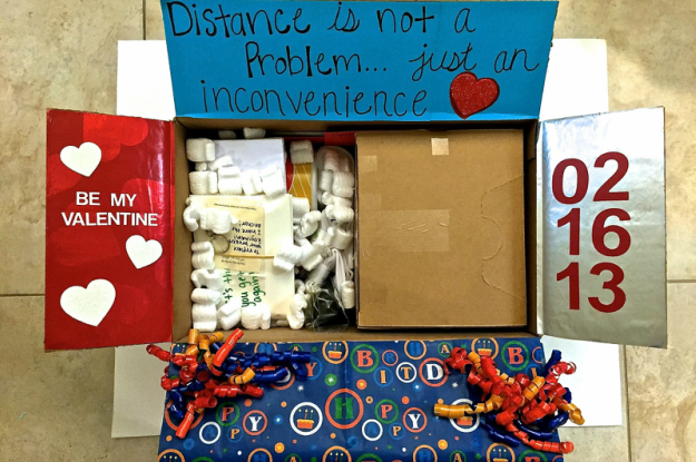 Send your long distance lover a package filled with love and care. It can be filled with anything ranging from homemade cookies, chocolates, fandom merchandise, memory jar, "Open When" letters, or just reasons why you love them.