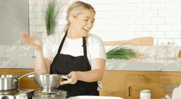 Next up was the part that Alix was dreading. She had to place a pint of oysters (yes, a pint) over the chicken.