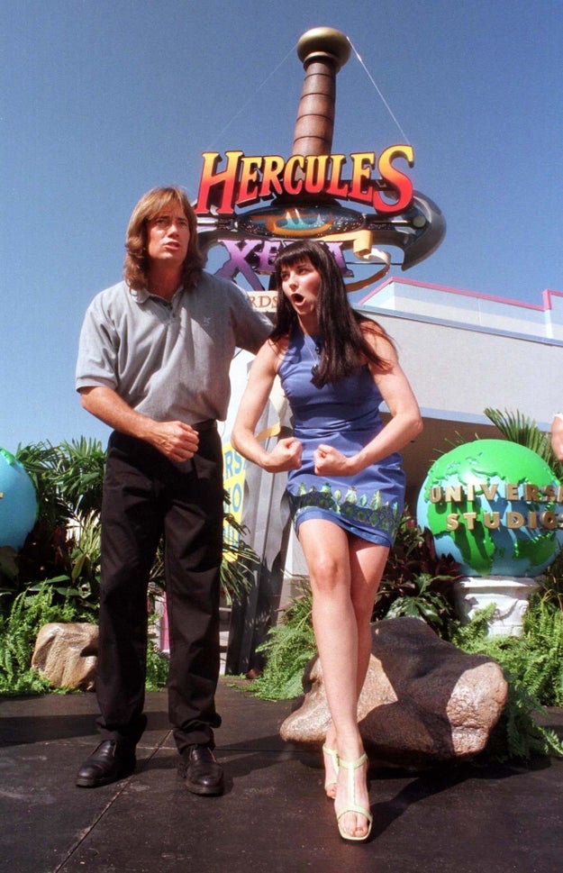 Who's Kevin Sorbo, you ask? You might remember him from the show Hercules: The Legendary Journeys. Here he is pictured with Lucy Lawless from Xena: Warrior Princess in 1997.