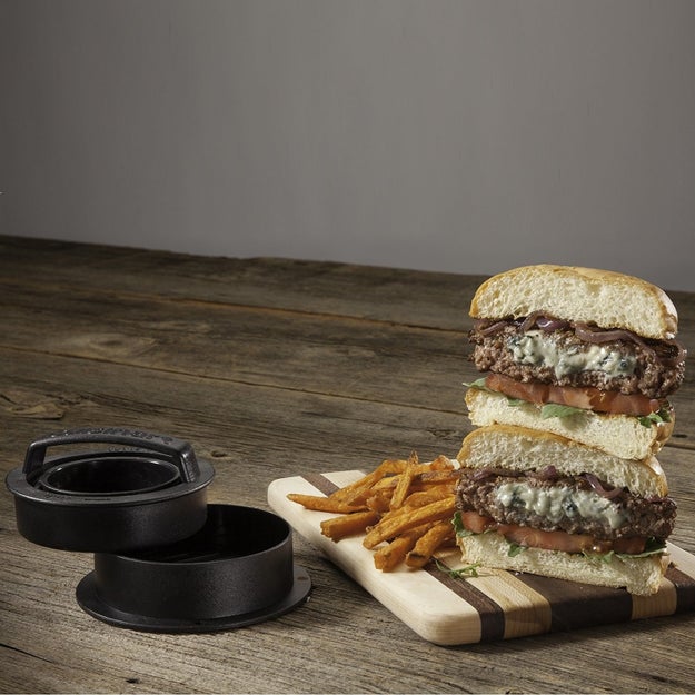 A stuffed burger press so you can make Juicy Lucys (beautiful, cheese-filled burgers) at home.