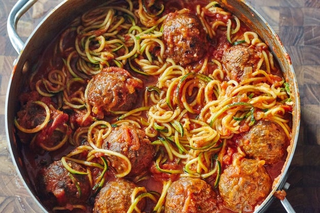 One-Pot Zoodles and Meatballs