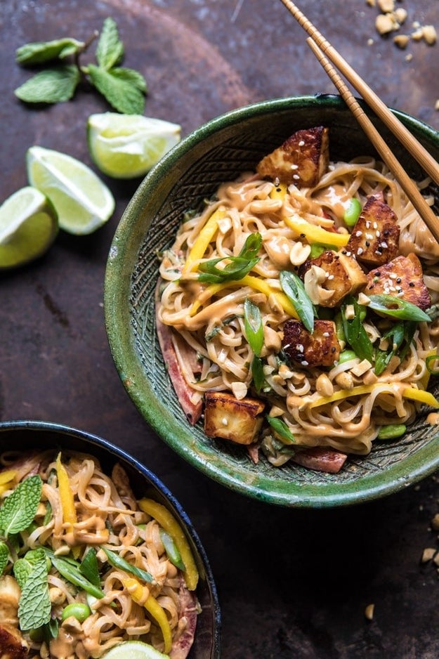 Peanut Noodles With Sesame Halloumi