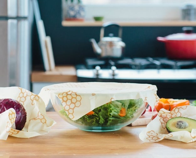 A pack of eco-friendly beeswax food wraps that offers a sustainable replacement to screaming at your tangled tube of cling wrap.