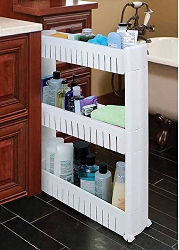 A sneaky storage tower you can slip into the no man's land between your wall and fridge (or wherever else you have some space).