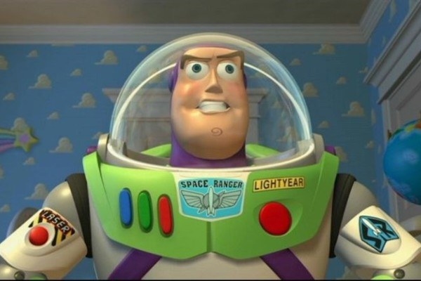 How about Buzz freezing and acting like a toy even though he doesn't think he's a toy?