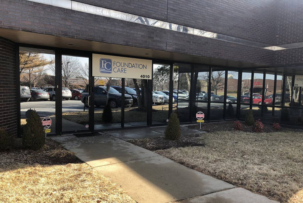 The entrance to Foundation Care's headquarters in Earth City, Missouri.