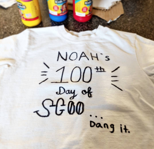 This mom who tried to make a homemade shirt for her kid.