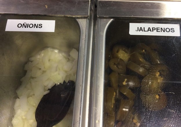 They put an "ñ" in "onions" but not over "jalapeños," where it actually belongs?