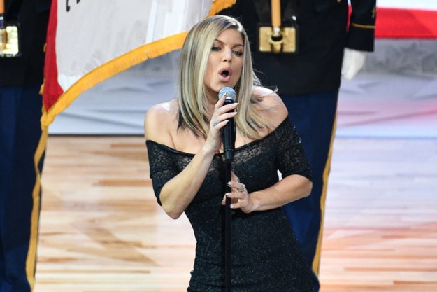 On Sunday, Fergie performed the National Anthem before the NBA All-Star Game at the Staples Center in Los Angeles.