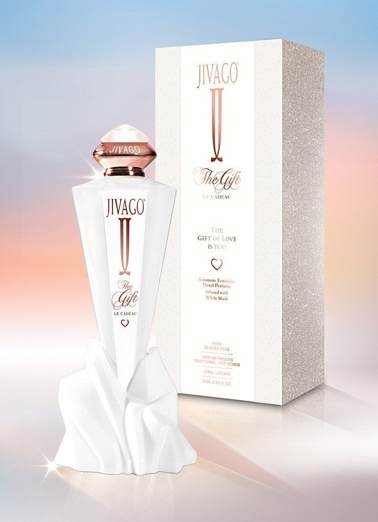 The Gift by JIVAGO is formulated to create a sense of self-love. It emphasizes the importance of self-reflection and love, and is enhanced by the top notes of ylang-ylang, musk, peach and basil blended with Lily of the Valley, jasmine and rose at its heart combined with dry down notes of a cocktail of white Musk, Amber, and Caressing Vanilla.
