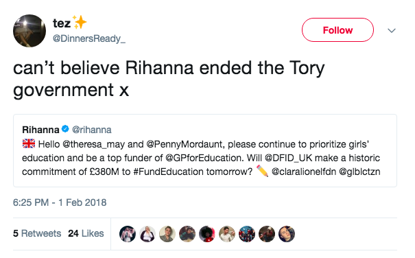 Rihanna Just Tweeted the Dutch Prime Minister Because She Wants to Get  Every Child in School