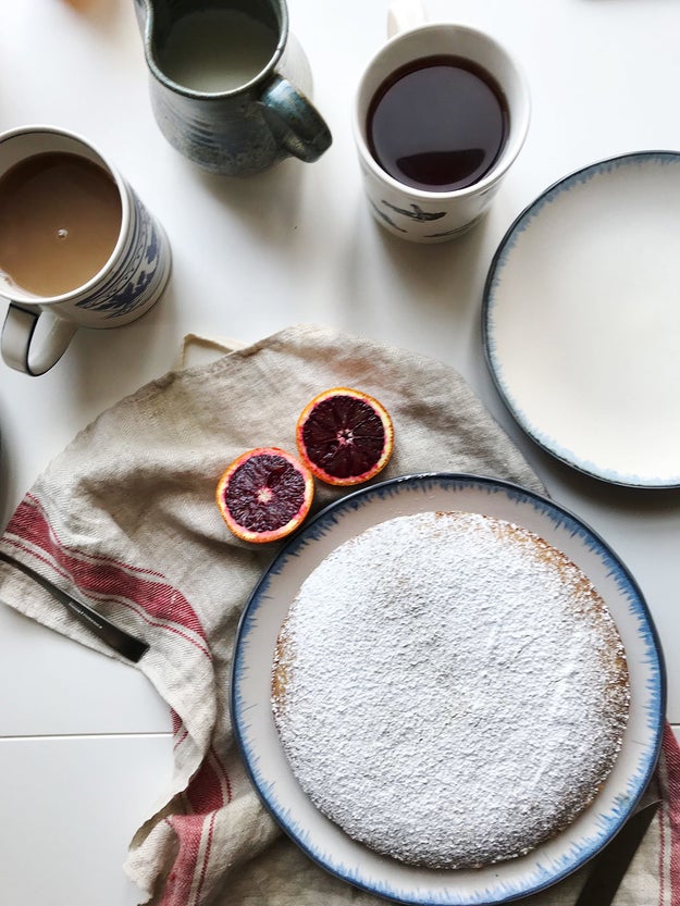 This recipe is cryptically named "Afternoon Cake" but it's basically an orange, ground nuts, and olive oil cake.