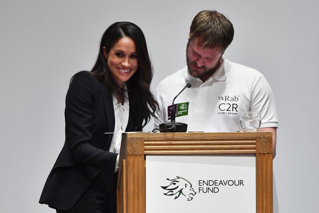 It's not always easy learning how to being a princess. Meghan Markle had a a bit of an awkward moment on Thursday while presenting at an awards ceremony, but she played it off like a champ.