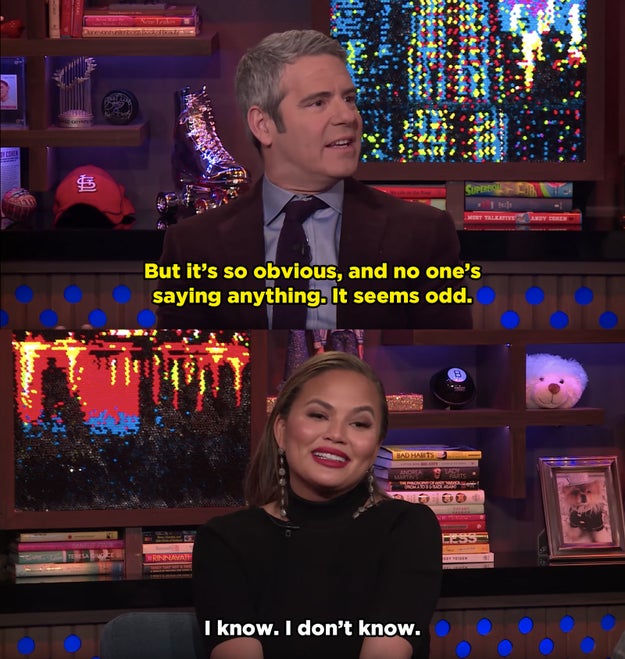 But then, when Andy expressed his exasperation over the fact that Kylie's pregnancy has been hidden for so long, Chrissy was just like, "I know."