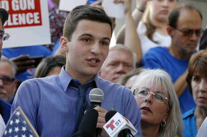 Cameron Kasky at a rally on Saturday.