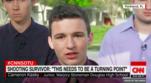 “My message for the people in office is: You’re either with us or against us. We are losing our lives while the adults are playing around,” Cameron Kasky, a junior at the high school, said on CNN.