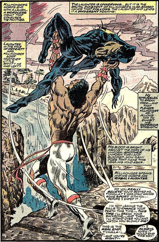 The scene where Killmonger throws T'Challa off the cliff is also straight from the comics...