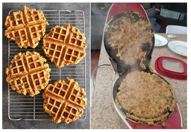 The person who took a gamble and tried these "leftover stuffing" waffles.