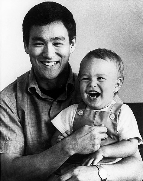 Bruce Lee with his son