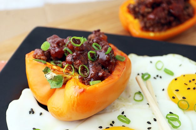Korean BBQ Beef Stuffed Bell Peppers
