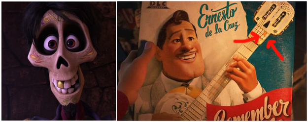 In Coco, both Hector and Ernesto de la Cruz's guitar have a single gold tooth — revealing that the guitar actually belonged to Hector.