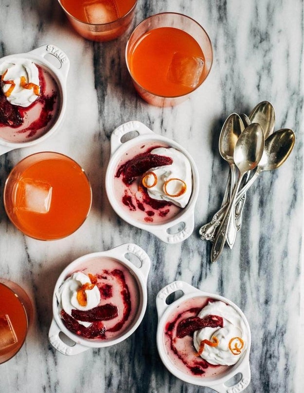 Blood Orange Panna Cotta with Vanilla-Infused Coconut Milk