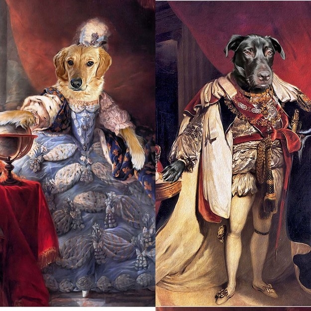 And finally, this dog owner literally had their dogs painted as Marie Antoinette and Napoleon!!!