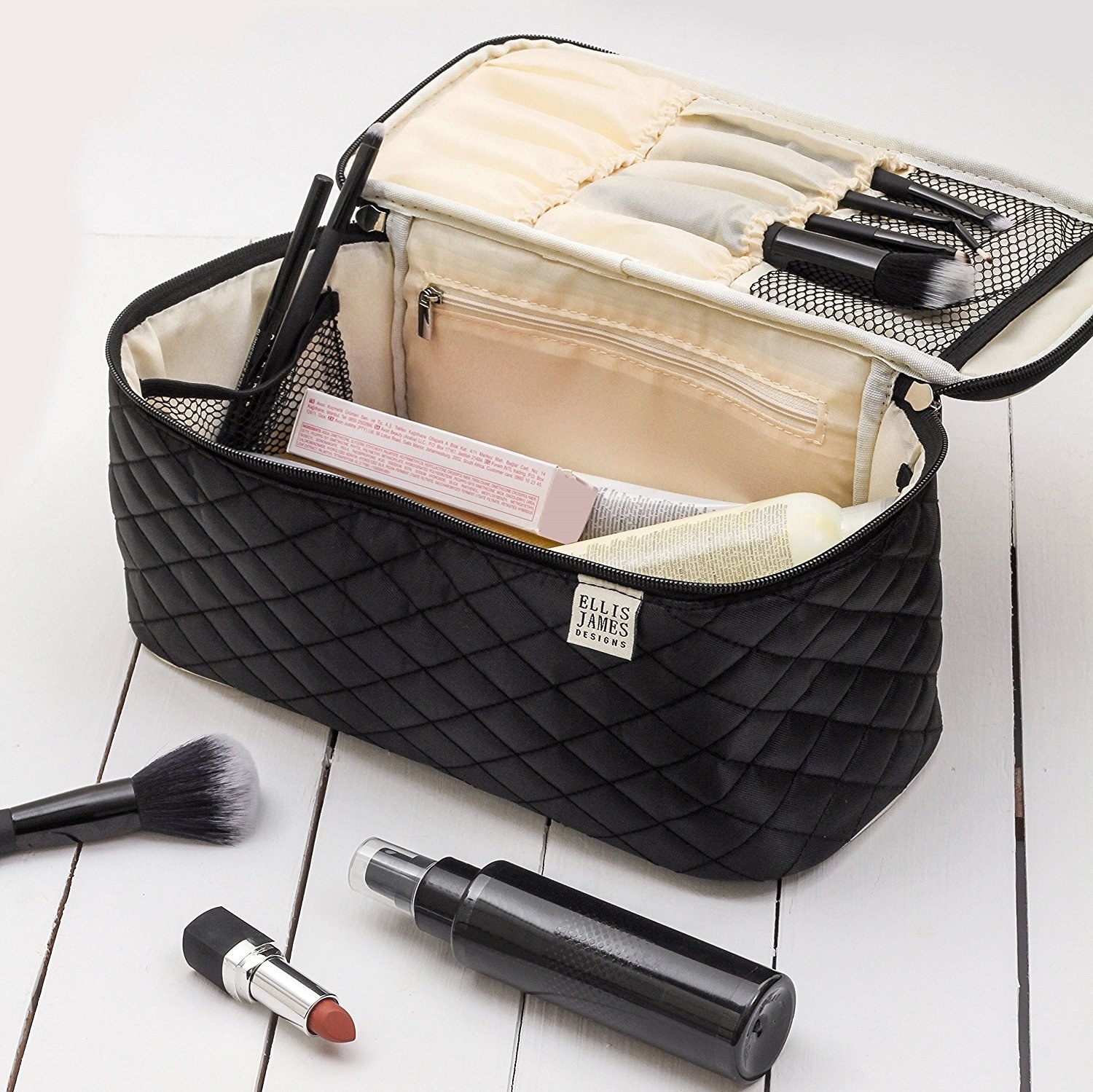 travel makeup bag with brush compartment