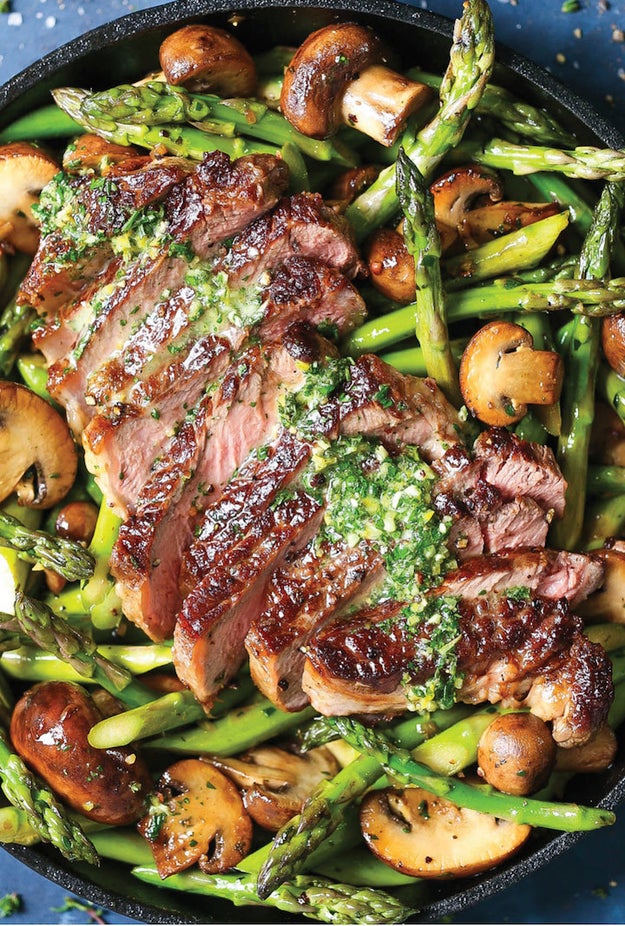 One-Pan Steak and Veggies with Garlic Herb Butter