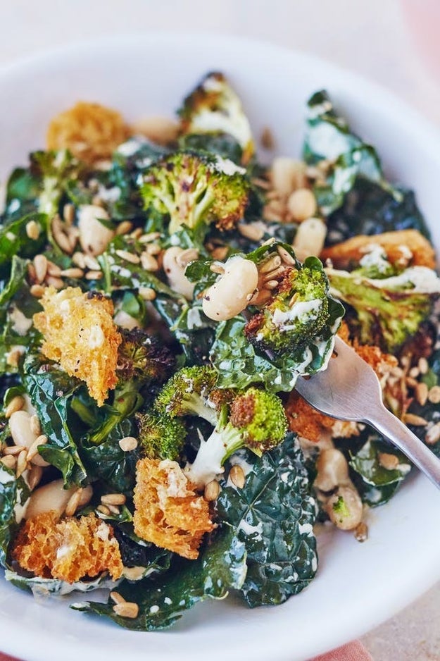 Broccoli and Kale Caesar Salad