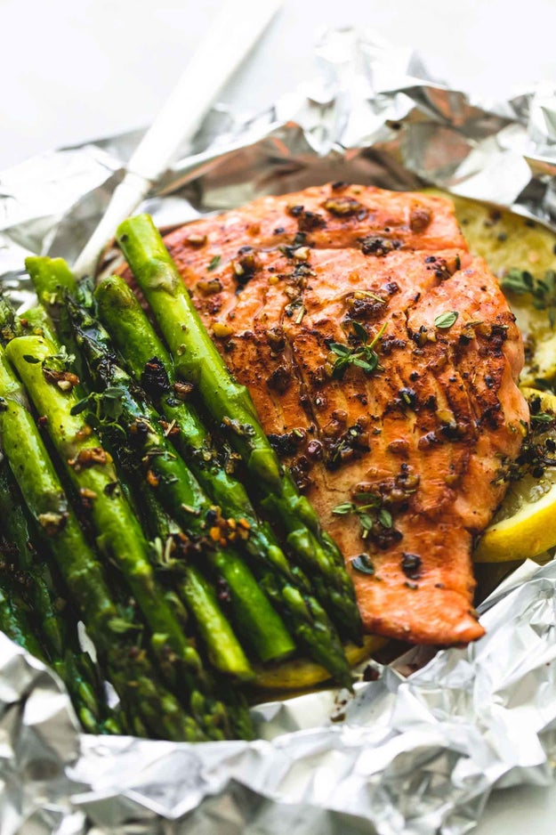 Herb Butter Salmon and Asparagus Foil Packets